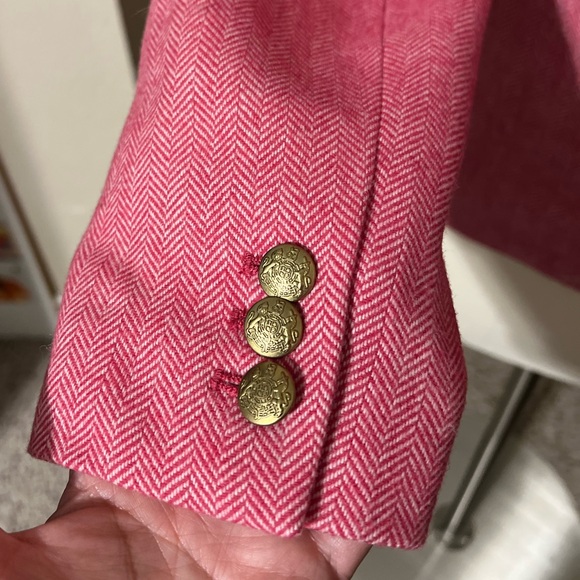 J. Crew Factory Pink Herringbone Blazer Jacket - Size 0 - Picture 4 of 7